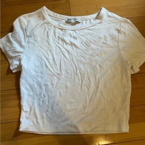 Zara White Crop T-Shirt Top